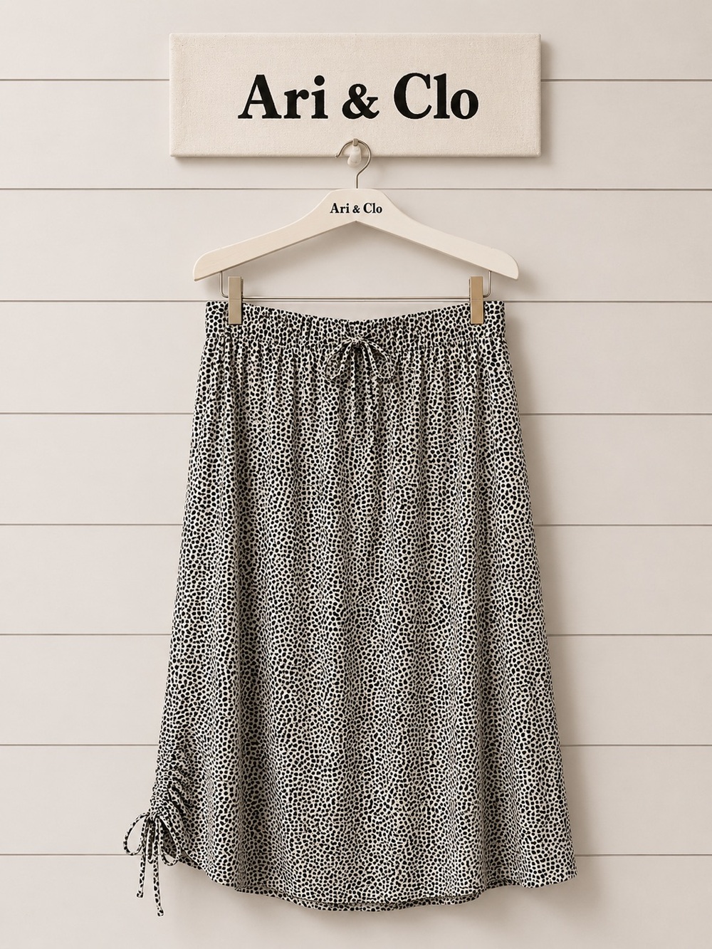 Ari & Clo Animal Print Drawstring Midi Skirt Size 22
